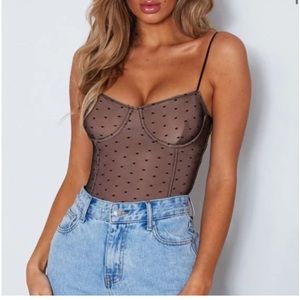 White Fox Small No Looking Back Bodysuit Black and Beige